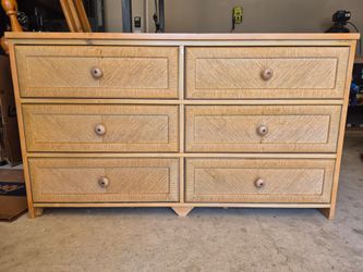 6-Drawer Wicker / Rattan Front Wood Dresser