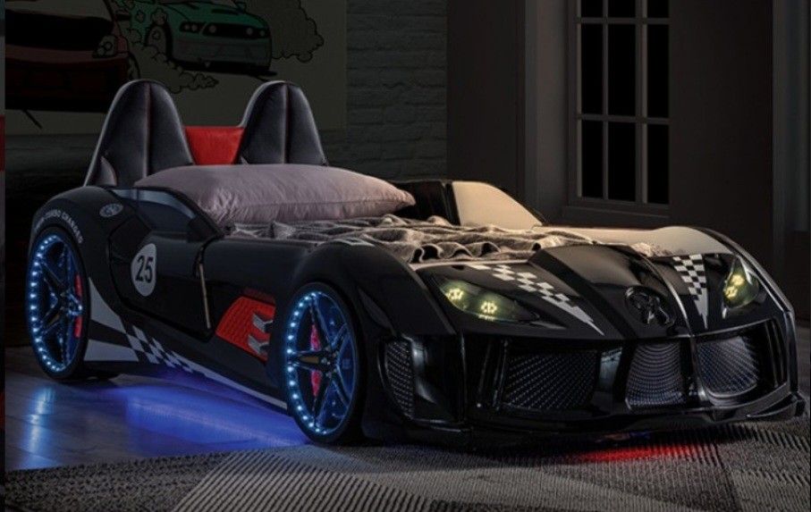 Brand New Black Race Car Design Twin Bed Frame