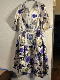 A,ex Marie Cream & Purple Floral Dress