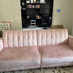 Pink Velvet Sleeper Couch