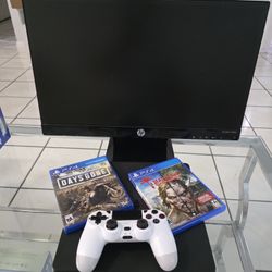 PLAYSTATION 4 SLIM CON MONITOR / 2 JUEGOS Y UN MANDO 