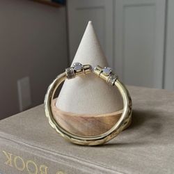Brass & Rose Quartz Bangle Bracelets ( firm on price )