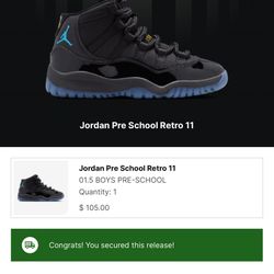 Jordan Gammas Size 1.5 Preschool 