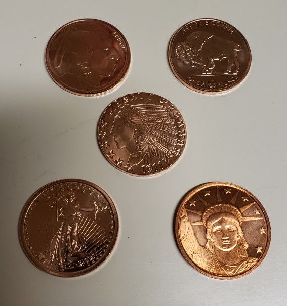 1 ounce fine 999 copper coins