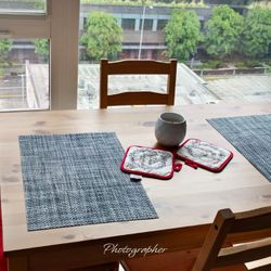 Dining Table + 4 Chairs + 2 Cushions +2 Mats + Candle