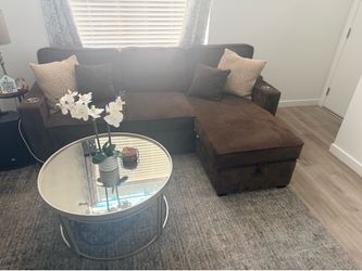 Brown couch with pull out bed