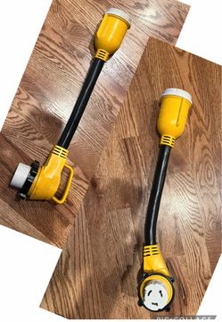 Camco 56672 50 AMP Locking Male/50 AMP Locking 90 Degree Female PowerGrip Dogbone Electrical Adapter