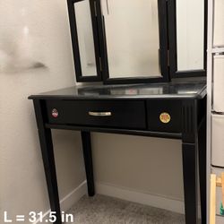 Vanity Table With Folding Mirror And A Chair