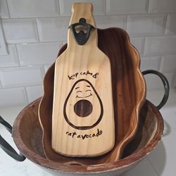 Wooden bowls and can opener