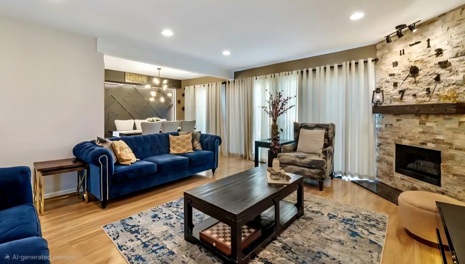 ArtVan Living Room Navy Furniture Set