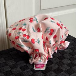 Pink cherry shower cap