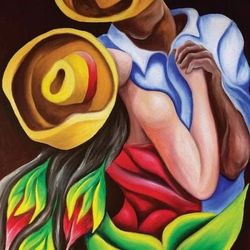 Dancing Couple Acrylic Canvas Painting 