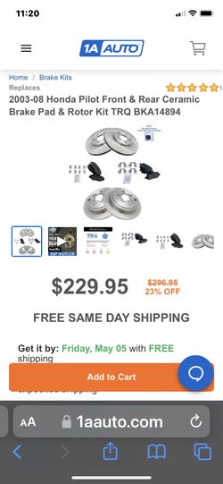 2003-2008 Honda Pilot-3 New Brake Rotors and 1 Set of Brake Pads