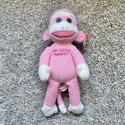 Ty Beanie Baby My Little Monkey Pink Sock Monkey
