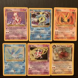POKEMON HOLO CARDS mewtwo, gyarados, moltres, articuno, mr. mime, dark dugtrio