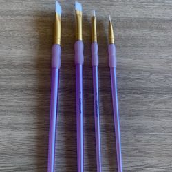 NWOB Never Used CraftSmart Purple Gold Makeup Brushes in 4 Piece No 12 8 4 & 2