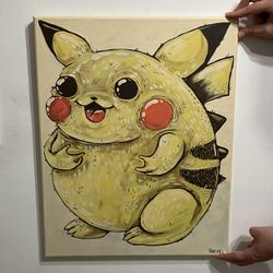 Pikachu Pokemon pudgy Original Art Painting display handcrafted by local artist wall decoration Nintendo