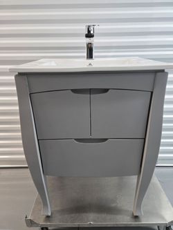Brand New Modern 24 x 18 Grey and white bathroom vanity
