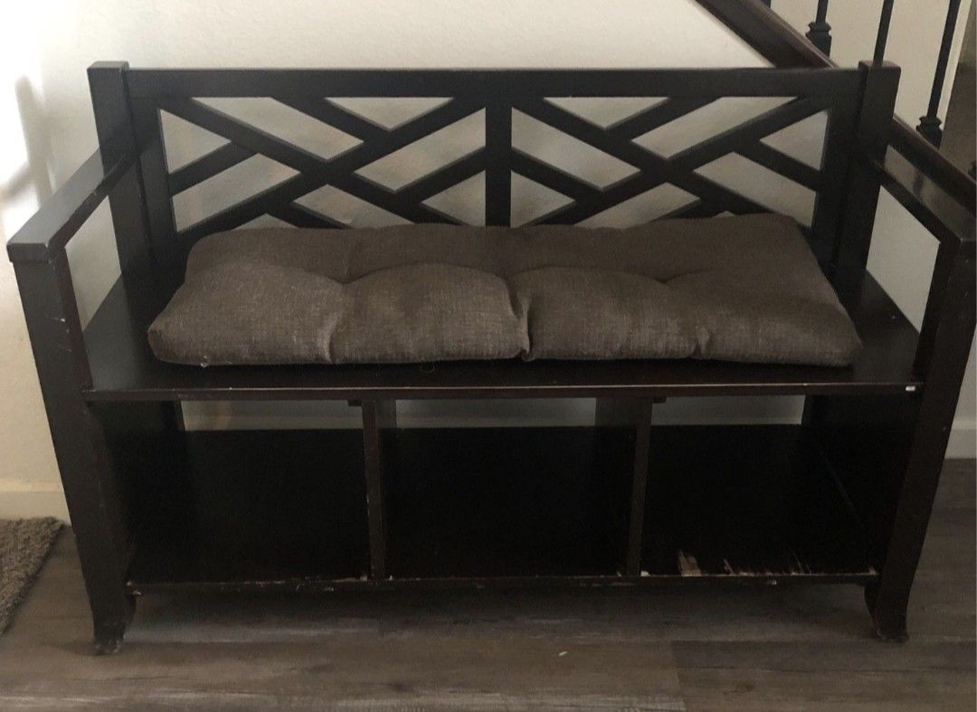 SIMPLIHOME Adrien SOLID WOOD 47 inch Wide Storage Bench with Basket Storage in Espresso Brown(baskets not included)