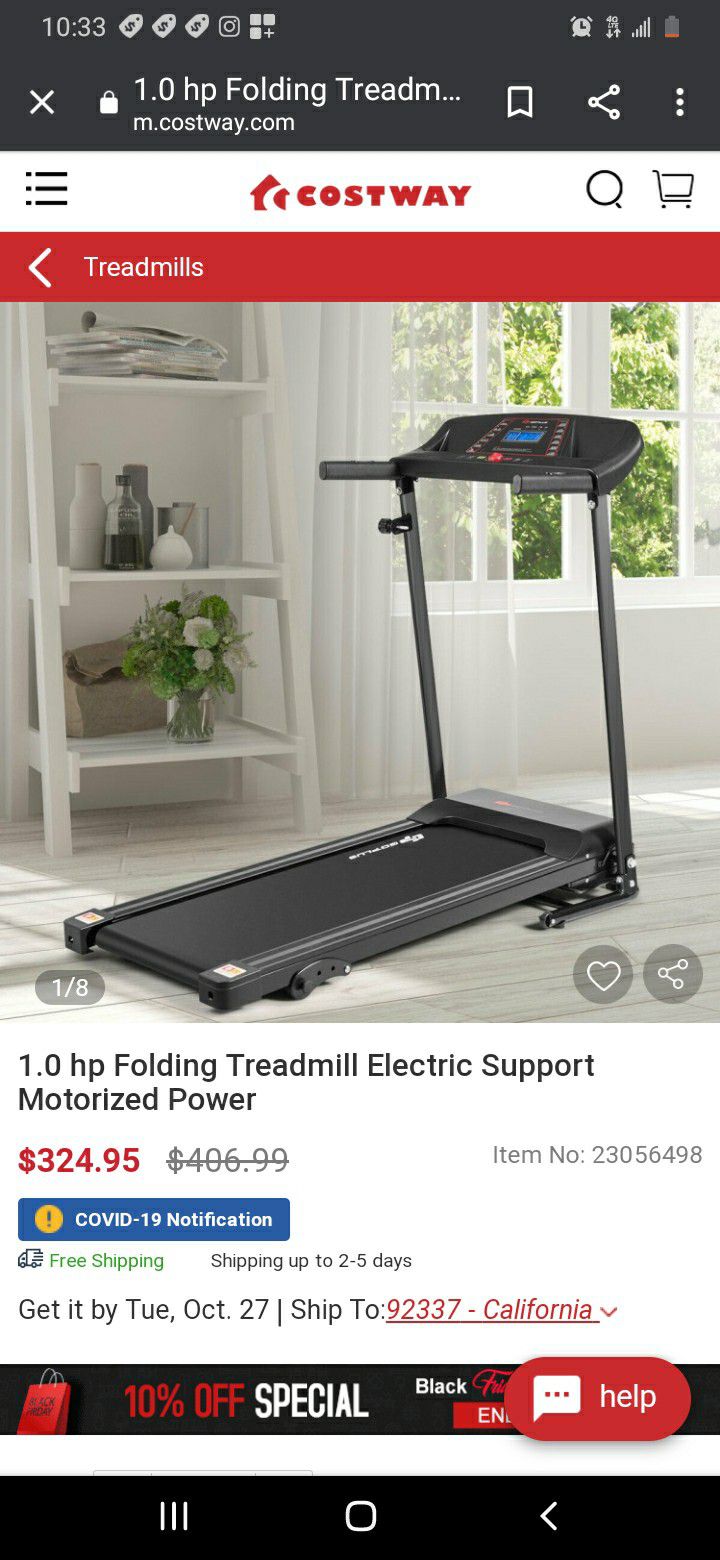 New 1hp Electric Folding Treadmill