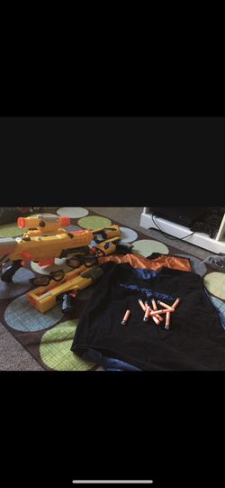 Nerf Blaster Guns With Glasses and Tatical Vests