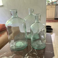 Set Of 3 Farmhouse Style Flower Vases / Jugs 