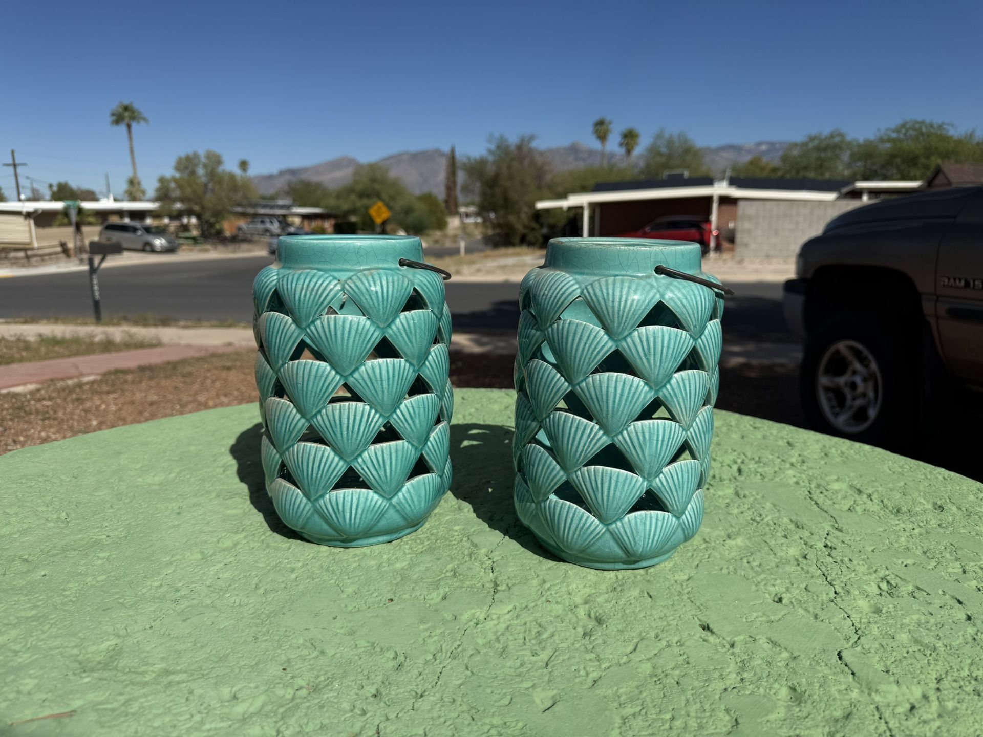 Two Ceramic Candle Holders