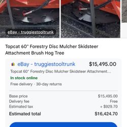 Top cat disc mulcher 60 inch cut for Skid Steer