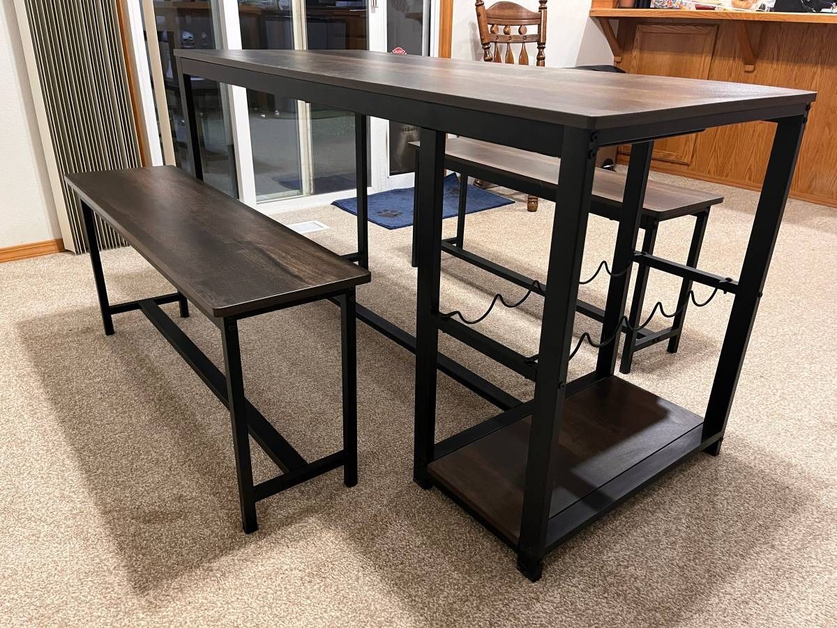 3 Piece Kitchen Table w/ Wine and Glass Holder