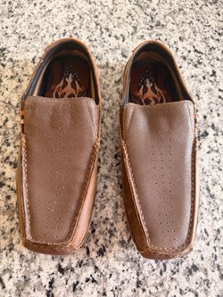 Men’s Brown Leather Driving Loafers – Size 10