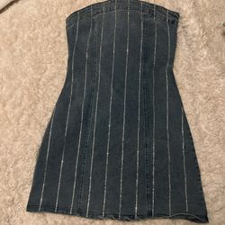 Rhinestone Denim Mini Dress