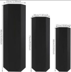 Black Hexagonal Pedestal Stands Set of 3
