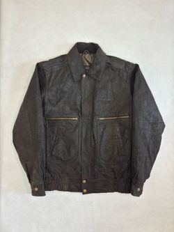 Burk's Bay Genuine Leather Bomber Jacket NRA Life Member Men's Size M Black