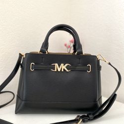 Michael Kors Reed SM Pebbled Leather Belted Satchel