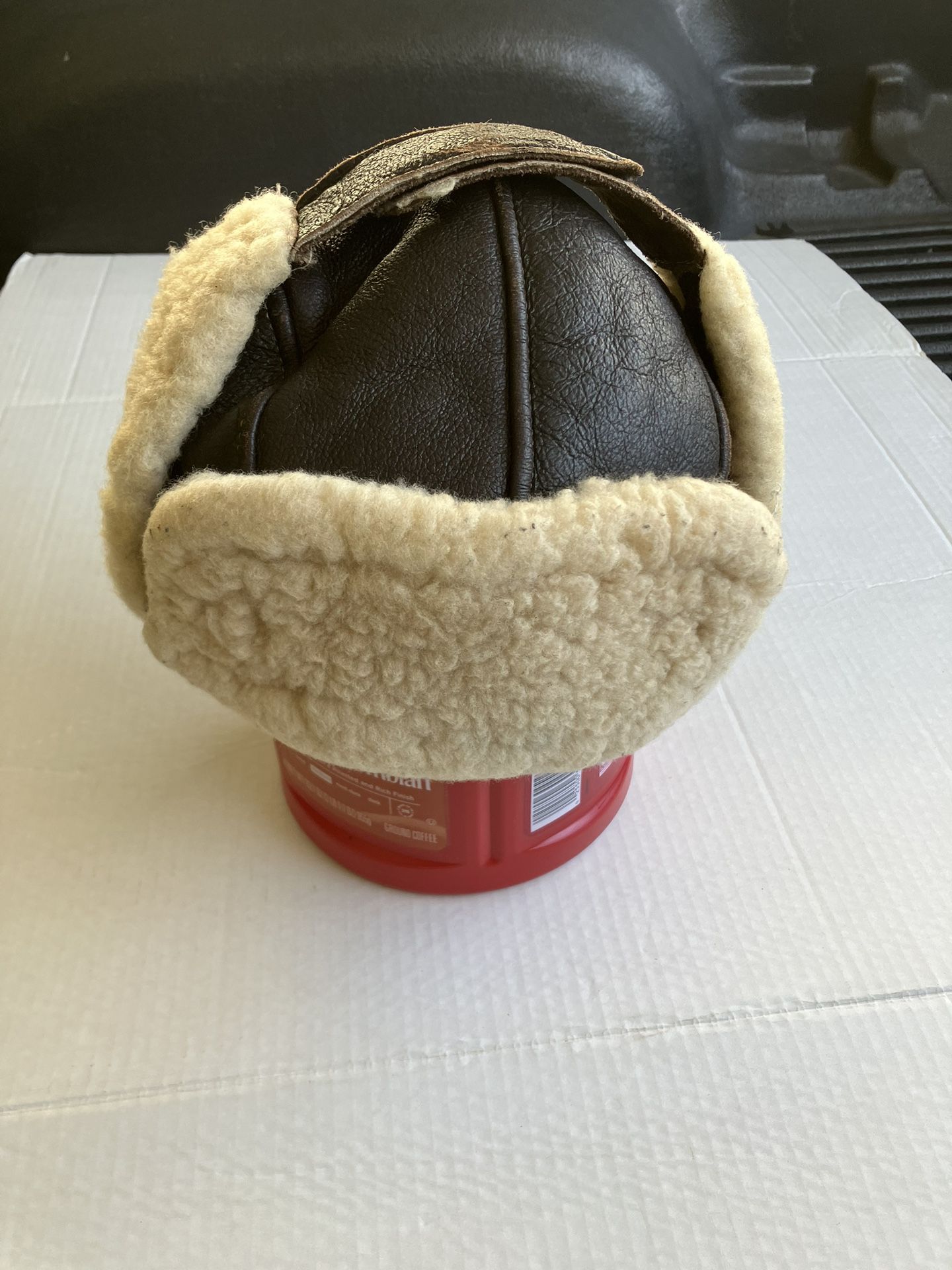 Cabelas  Sheep Fur Leather Hat 