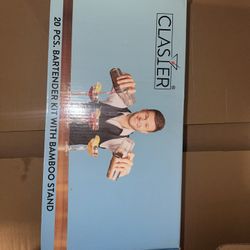 20 Piece Bartender Set With Bamboo Stand 