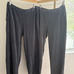 L.L. Bean Gray and Blue Corduroy Track Pants Soft Fabric and Sweatpants 