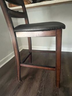 Wood Bar Stool with Black Padded Seat