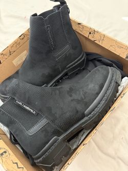 Karl Lagerfeld Black Camo Chelsea Boots
