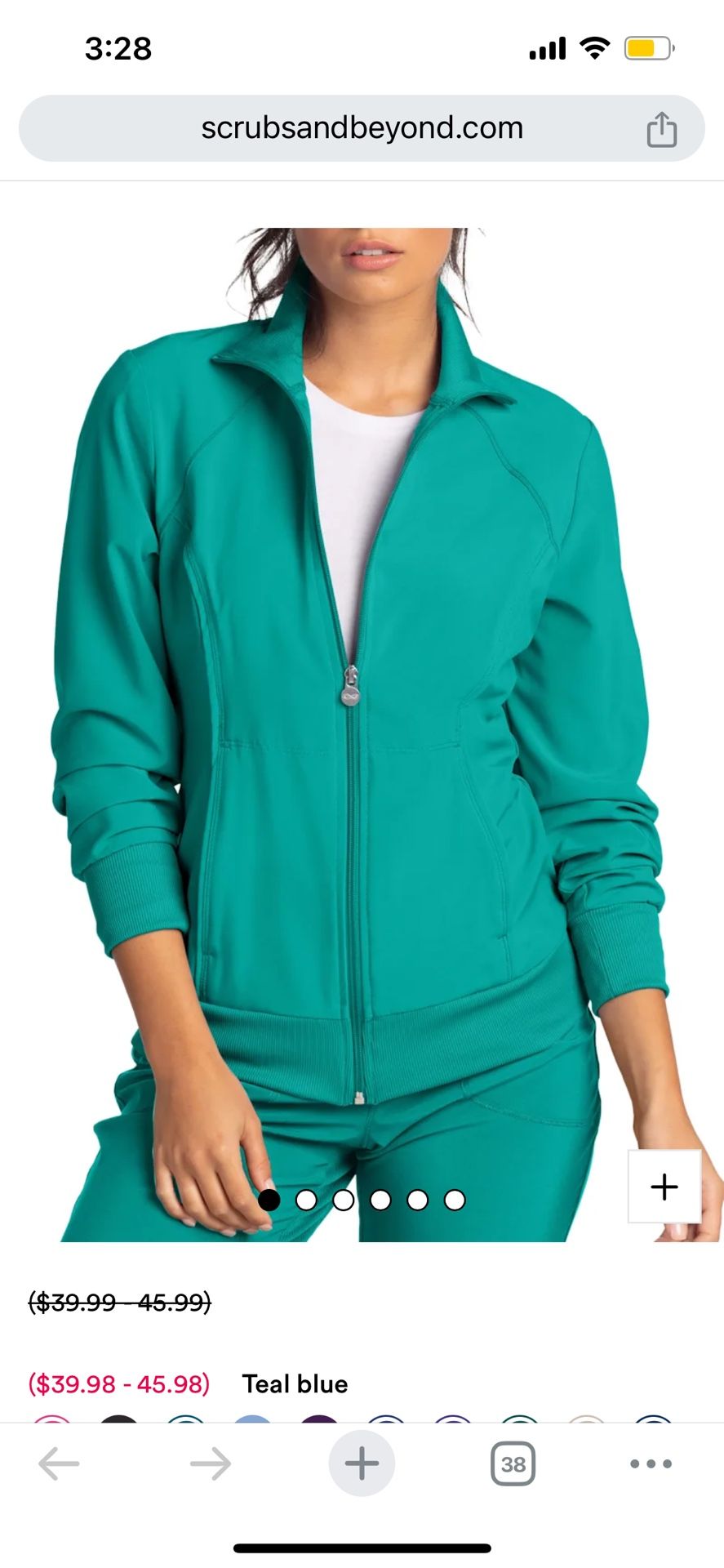 XL Teal Blue Zip Up Scrub Jacket