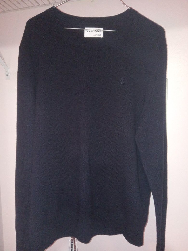 Calvin Klein Wool Sweater Mens Size Medium, Navy Blue 