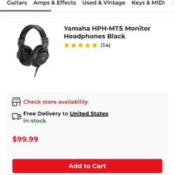 Yamaha HPH-MT5 Monitor Headphones Black