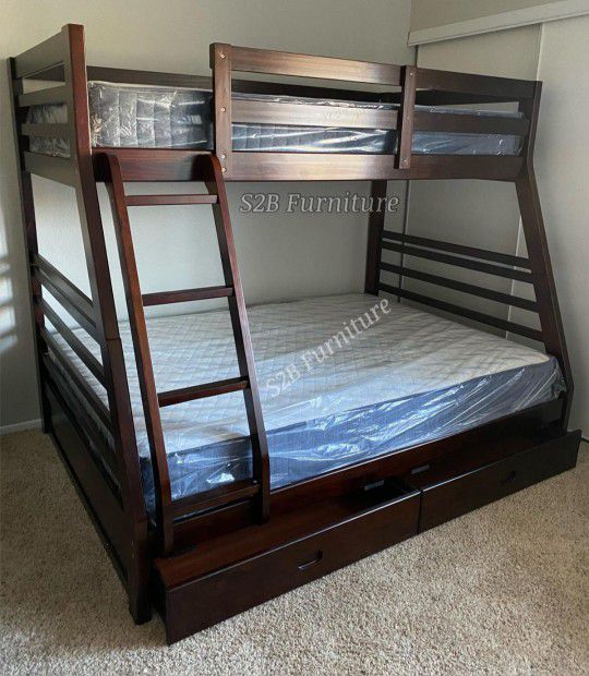 Twin Full Expresso Bunkbed With Ortho Matres!