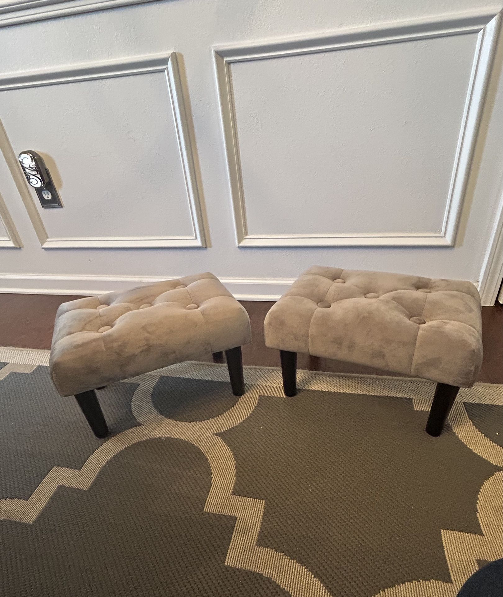 Suede Mini Foot Stools-Light Gray