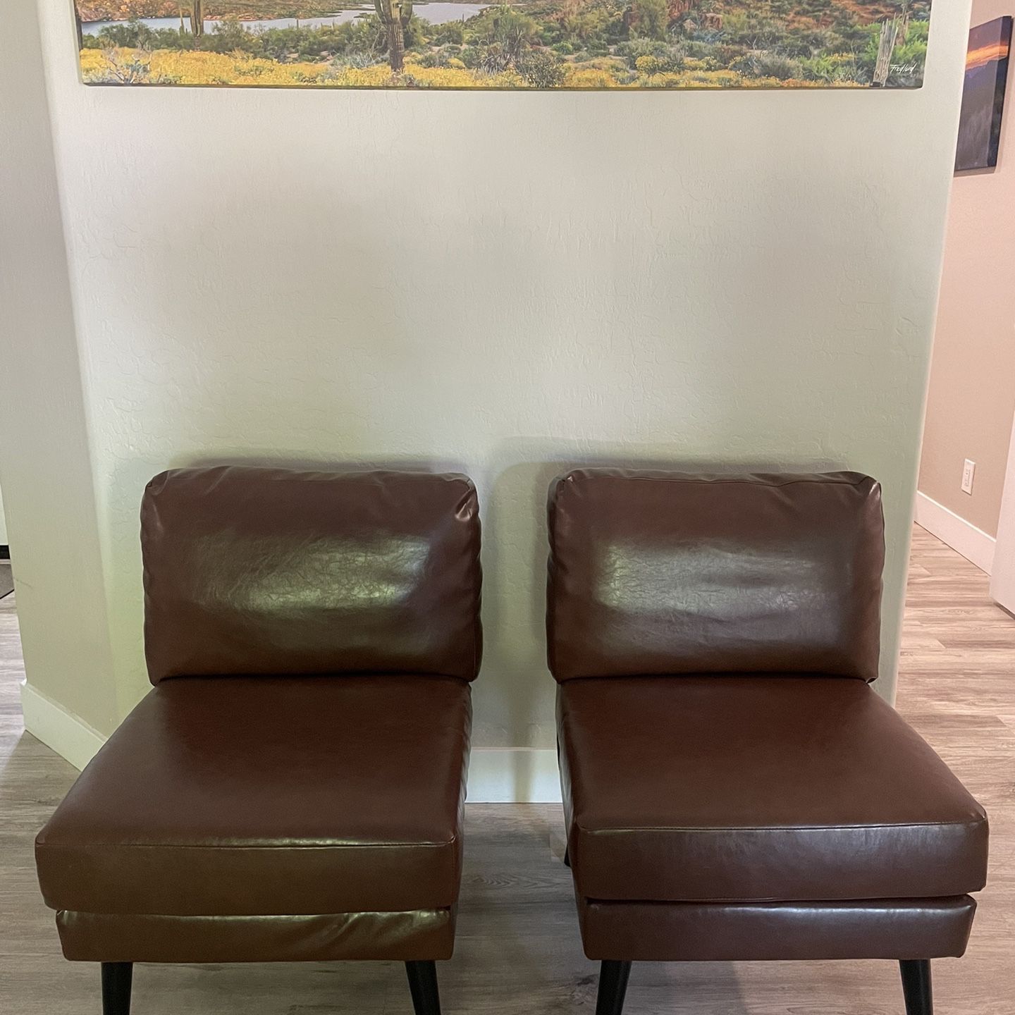 2 Leather Look Matching Chairs  50ea 