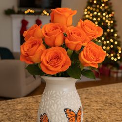 Talavera Flower Vase | Butterfly Design | Lead Free