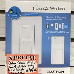 Lutron Caseta Wireless Smart Switch 3 Way Kit W/ Remote & Bracket New 