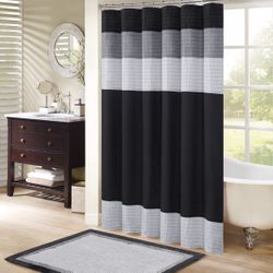 Black, Grey, and White Block Shower Curtain