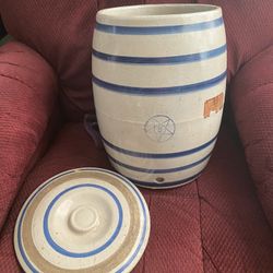 Vintage Blue Star 5 Gallon Water Cooler Crock 