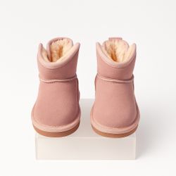 HOBIBEAR Toddler Snow Boots Winter Ankle Boots for Girls with Warm Faux Fur Lining Size #24